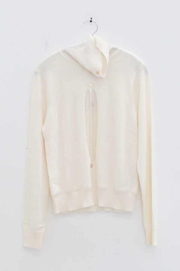NAN KNITS 25 Autumn and Winter Hollow Cable Star Pullover/Skirt NAN-N25AWJUM11WHI-BAI White Top